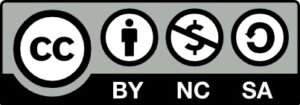 A rectangle circumscribing four circles next to each other: one slightly bigger with the letter CC, the second with a graphic of a man, the third with a line through over a dollar “$” sign, and the fourth with a C-shaped arrow pointing counter-clockwise.