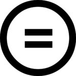 A graphic of an "=" inside a circle.