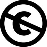A circle with a C inside and a line running diagonally across it.