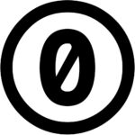 A zero with a line through it, inside a circle.