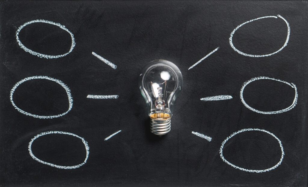 decorative image of a lightbulb surrounded by chalked ovals