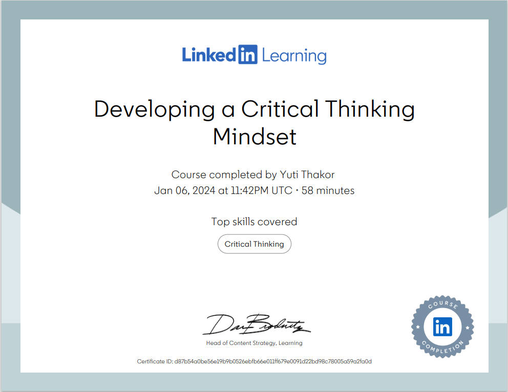 linkedin learning critical thinking